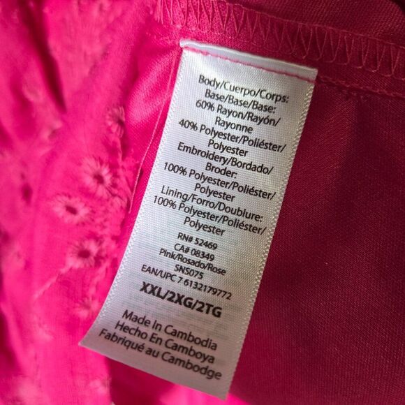 EUC SOFIE JEANS BY SOFIA VERGARA PINK V NECK BABYDOLL BRODERIE ANGLAISE TOP XXL - Picture 14 of 16